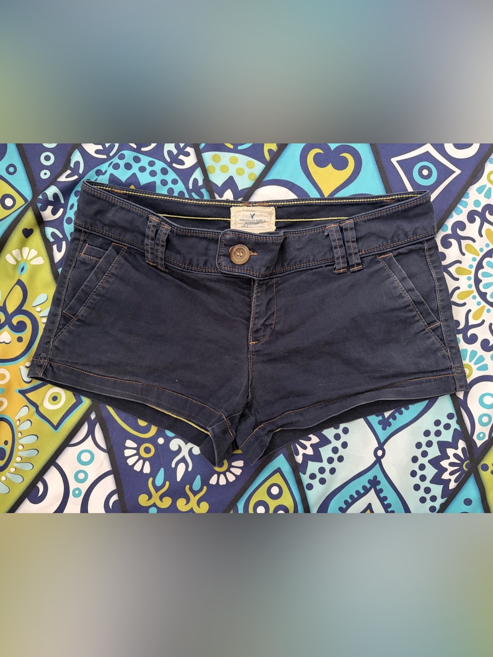 American Eagle Outfitters Y2K Dark Navy Canvas Shorts Size 4